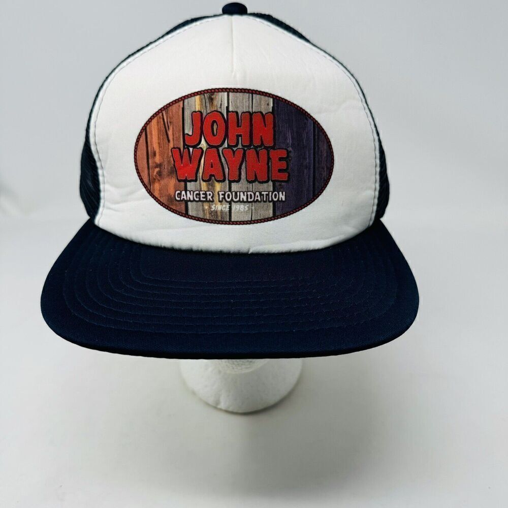 John‎ Wayne Cancer Foundation Black White Snapback Trucker Hat Cap NEW